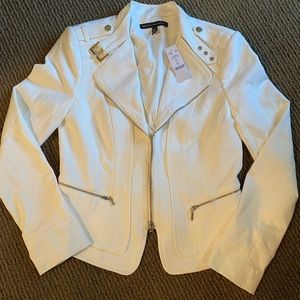 NWT WHBM zip blazer with gold hardware